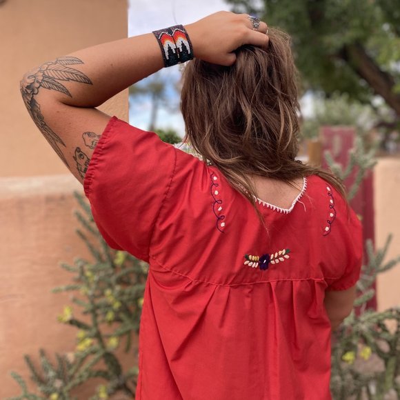 Embroidered Mexican Chiapas Floral Dress - Picture 5 of 5